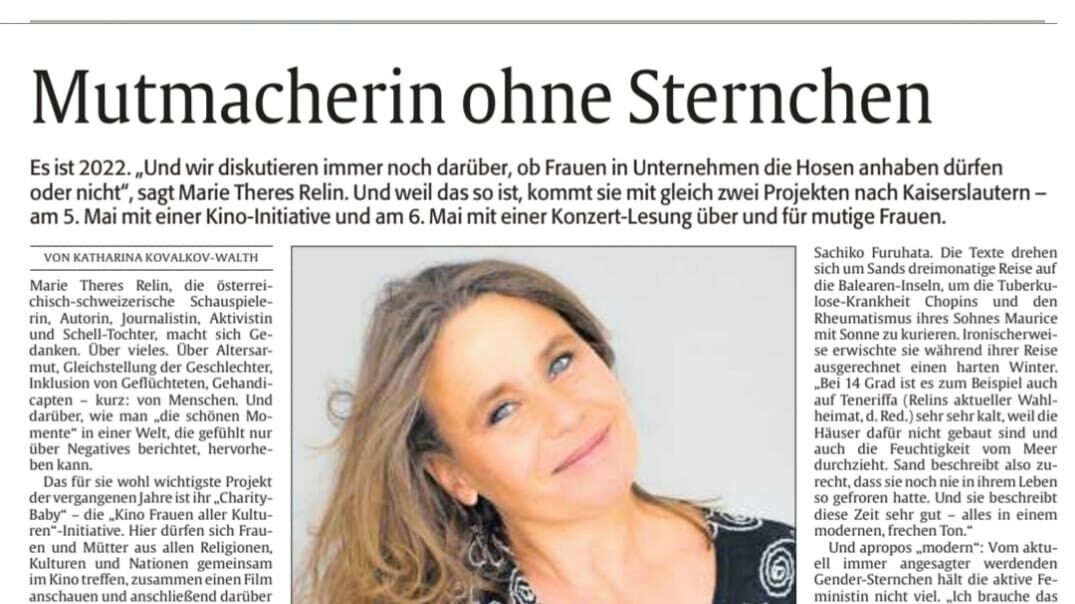 Read more about the article DIE RHEINPFALZ – MUTMACHERIN OHNE STERNCHEN