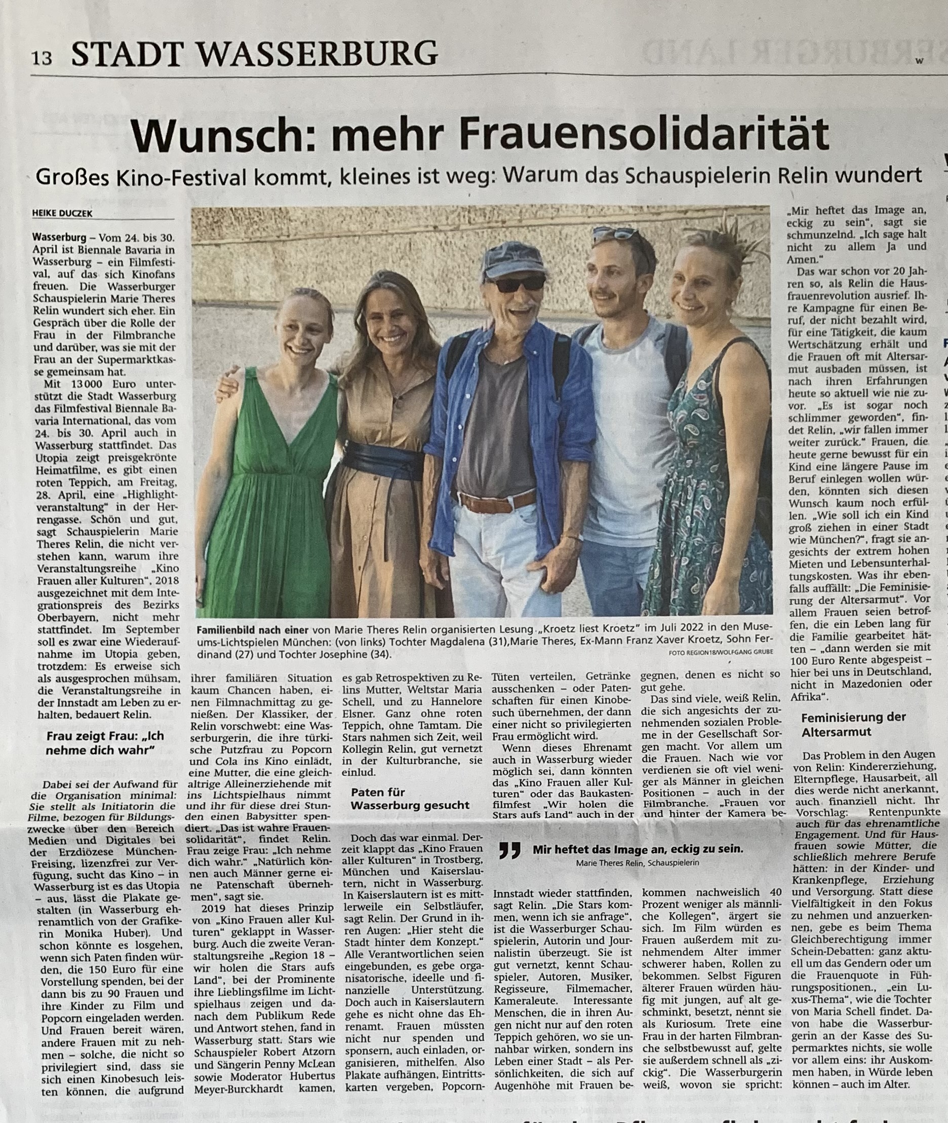 Read more about the article Wasserburger Zeitung – Wunsch: mehr Frauensolidarität