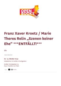 Read more about the article Open Books – 19.10.2023 Lesung entfällt!