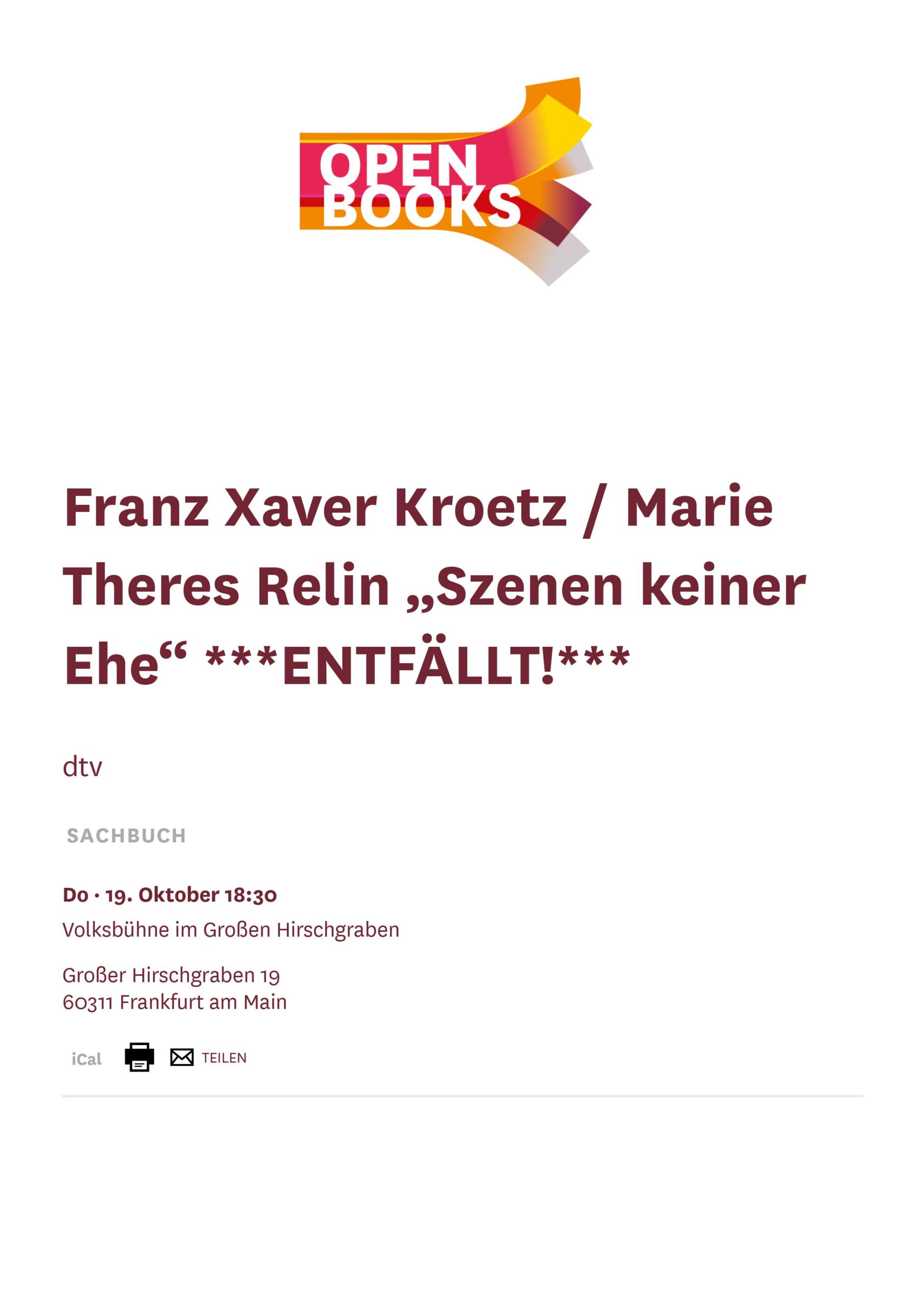 Read more about the article Open Books – 19.10.2023 Lesung entfällt!
